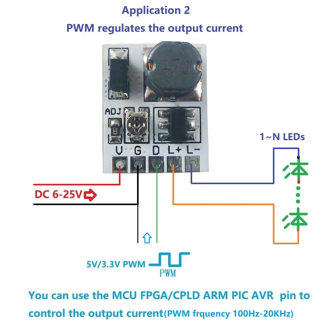 LD24AJTA DC 12V 24V LED Dimming Control 0-910MA Constant Current Adjustable PWM LED Driver Module LD24AJTA_MINI Board for Arduino ESP32